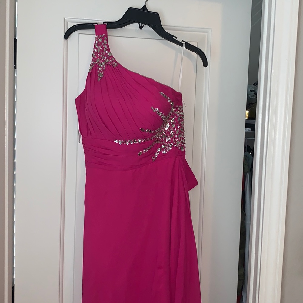 Formal Dress, one shoulder, size small, pink